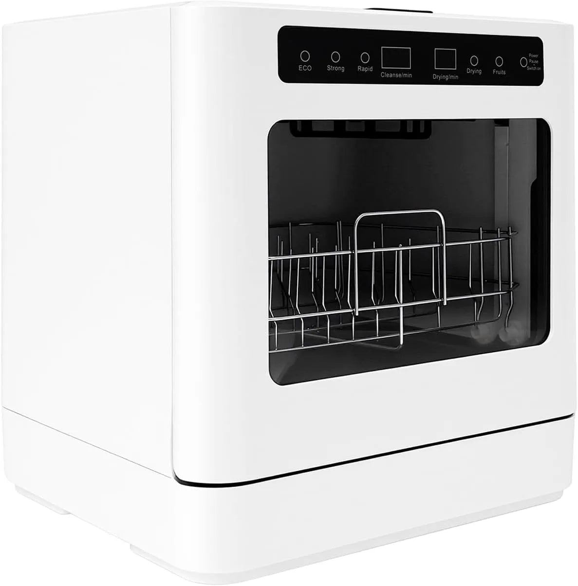 HUOMMGS, Stolní myčky nádobí, Mini myčka nádobí 6-8 tahací stolová myčka 800W stolová myčka se 4 čisticími, Bílá, 800W, 1 g, 240V, 60Hz